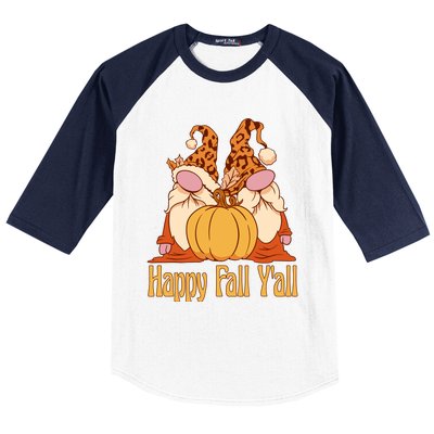 Happy Fall YAll Autumn Gnomes Pumpkin Spice Fall Leaves Baseball Sleeve Shirt