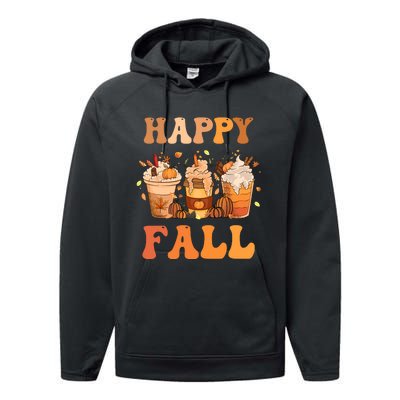 Happy Fall YAll Autumn Halloween Pumpkin Spice Latte Performance Fleece Hoodie