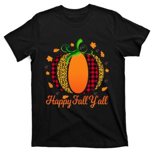 Happy Fall Y'all Pumpkin Leopard Cute Autumn T-Shirt