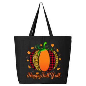 Happy Fall Y'all Pumpkin Leopard Cute Autumn 25L Jumbo Tote