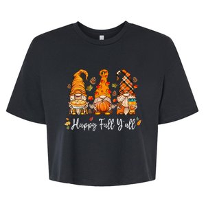 Happy Fall Yall Gnome Pumpkin Truck Autumn Thanksgiving Bella+Canvas Jersey Crop Tee