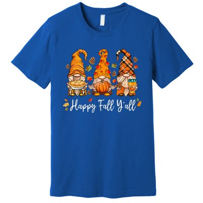 Happy Fall Yall Gnome Pumpkin Truck Autumn Thanksgiving Premium T-Shirt