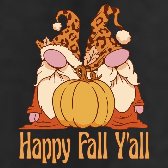 Happy Fall Y'all Gnome Cute Pumpkin 7 Panel Mesh Trucker Snapback Hat