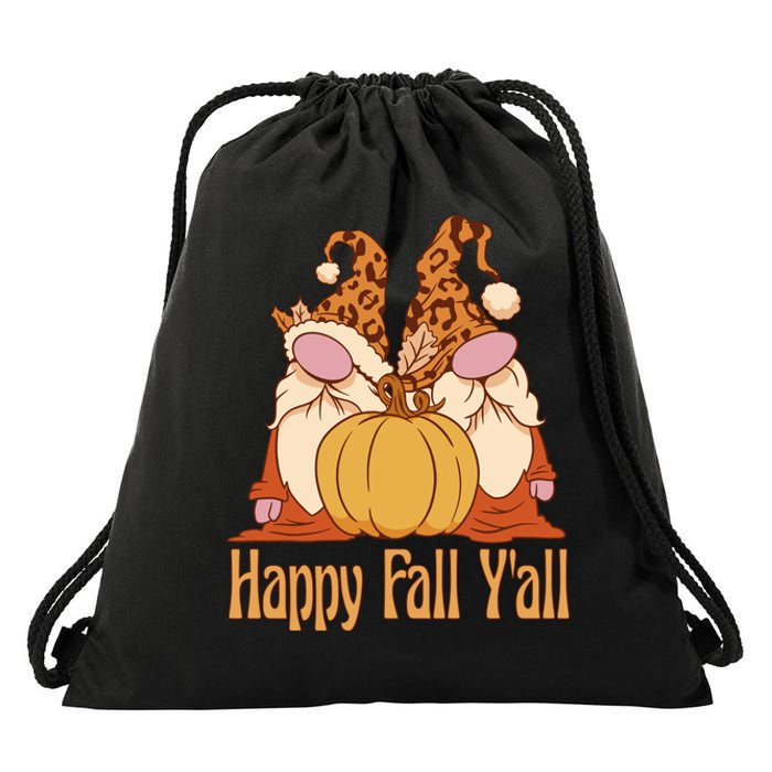 Happy Fall Y'all Gnome Cute Pumpkin Drawstring Bag