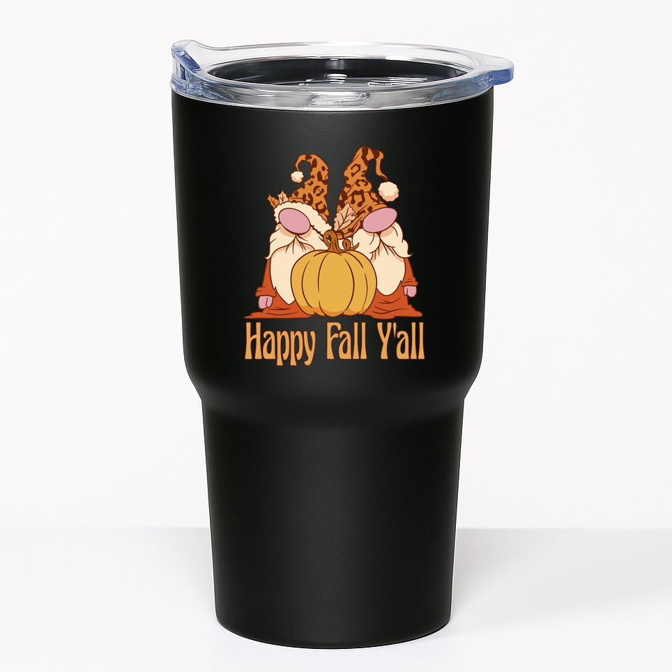 Happy Fall Y'all Gnome Cute Pumpkin Tumbler