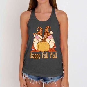 Happy Fall Y'all Gnome Cute Pumpkin Women's Knotted Racerback Tank