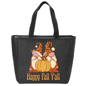 Happy Fall Y'all Gnome Cute Pumpkin Zip Tote Bag