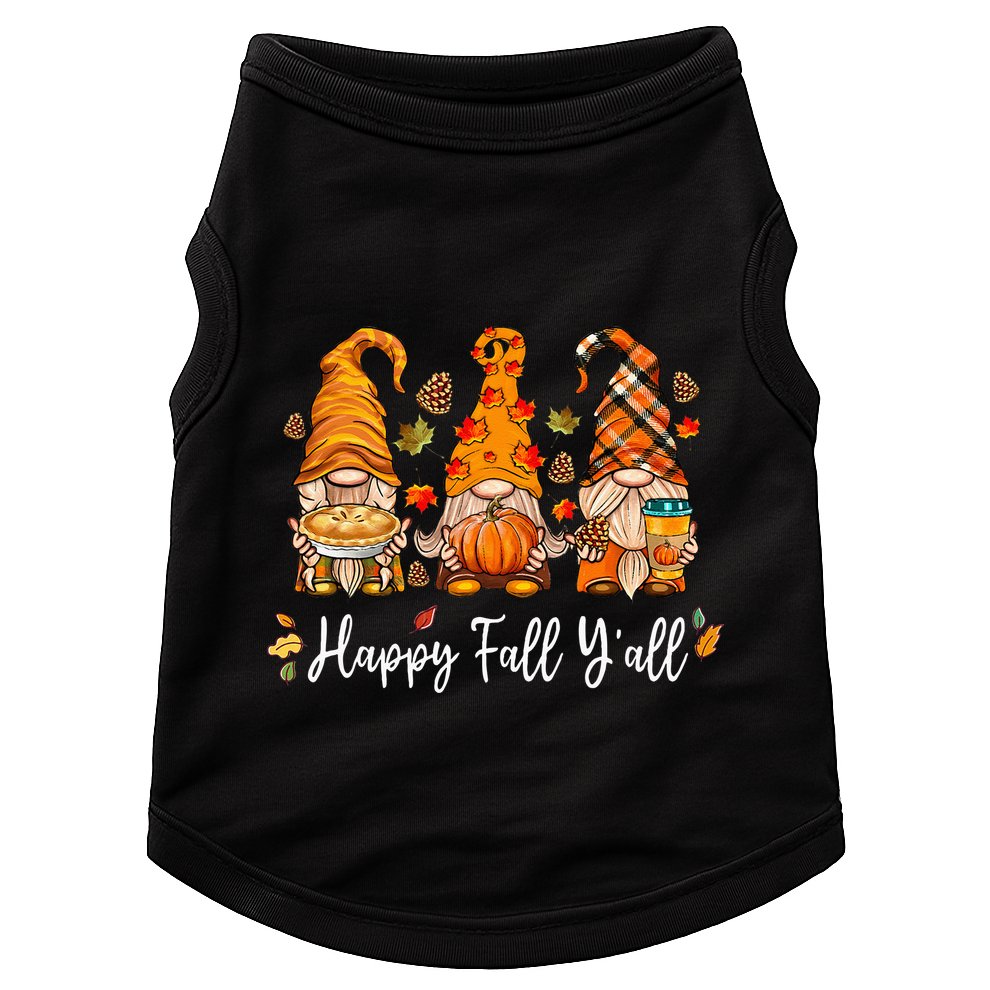 Happy Fall Yall Gnome Pumpkin Truck Autumn Thanksgiving Doggie Tank