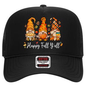 Happy Fall Yall Gnome Pumpkin Truck Autumn Thanksgiving High Crown Mesh Back Trucker Hat