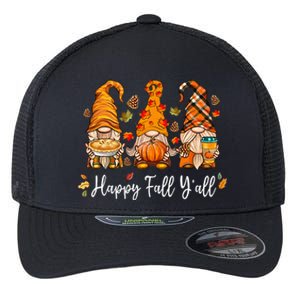 Happy Fall Yall Gnome Pumpkin Truck Autumn Thanksgiving Flexfit Unipanel Trucker Cap