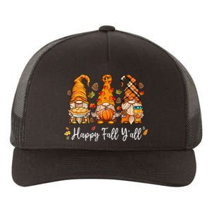 Happy Fall Yall Gnome Pumpkin Truck Autumn Thanksgiving Yupoong Adult 5-Panel Trucker Hat