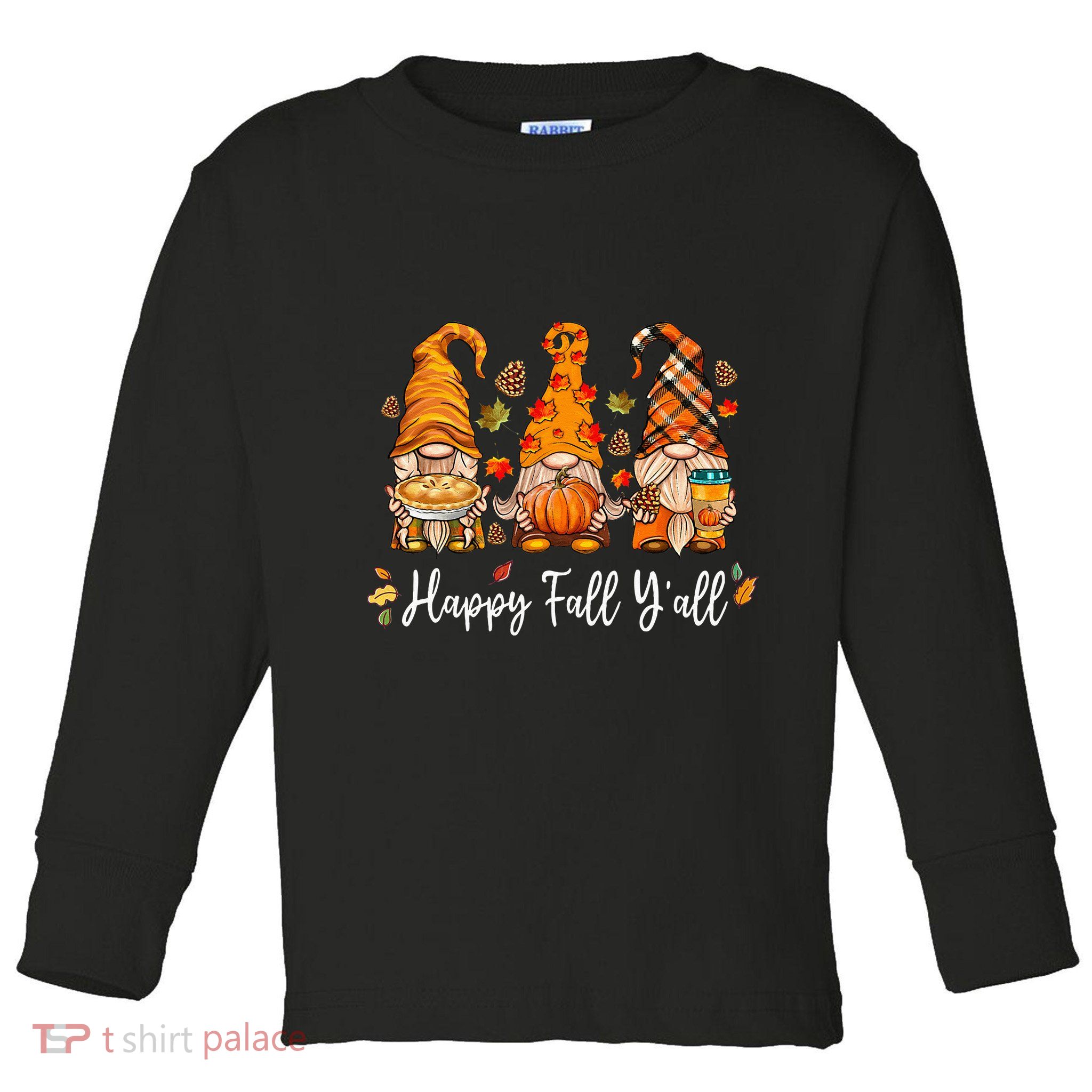 Happy Fall Yall Gnome Pumpkin Truck Autumn Thanksgiving Toddler Long Sleeve Shirt