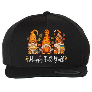 Happy Fall Yall Gnome Pumpkin Truck Autumn Thanksgiving Wool Snapback Cap