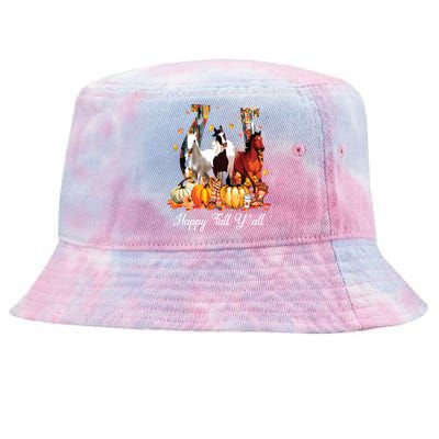 Happy Fall YAll Horse Thanksgiving Horse Lover Halloween Tie-Dyed Bucket Hat