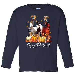 Happy Fall YAll Horse Thanksgiving Horse Lover Halloween Toddler Long Sleeve Shirt