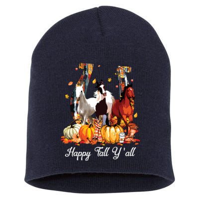 Happy Fall YAll Horse Thanksgiving Horse Lover Halloween Short Acrylic Beanie