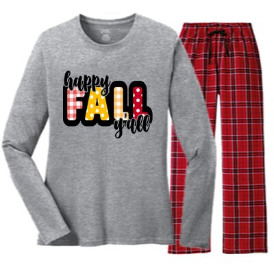 Happy Fall Yall Cozy Women's Long Sleeve Flannel Pajama Set 