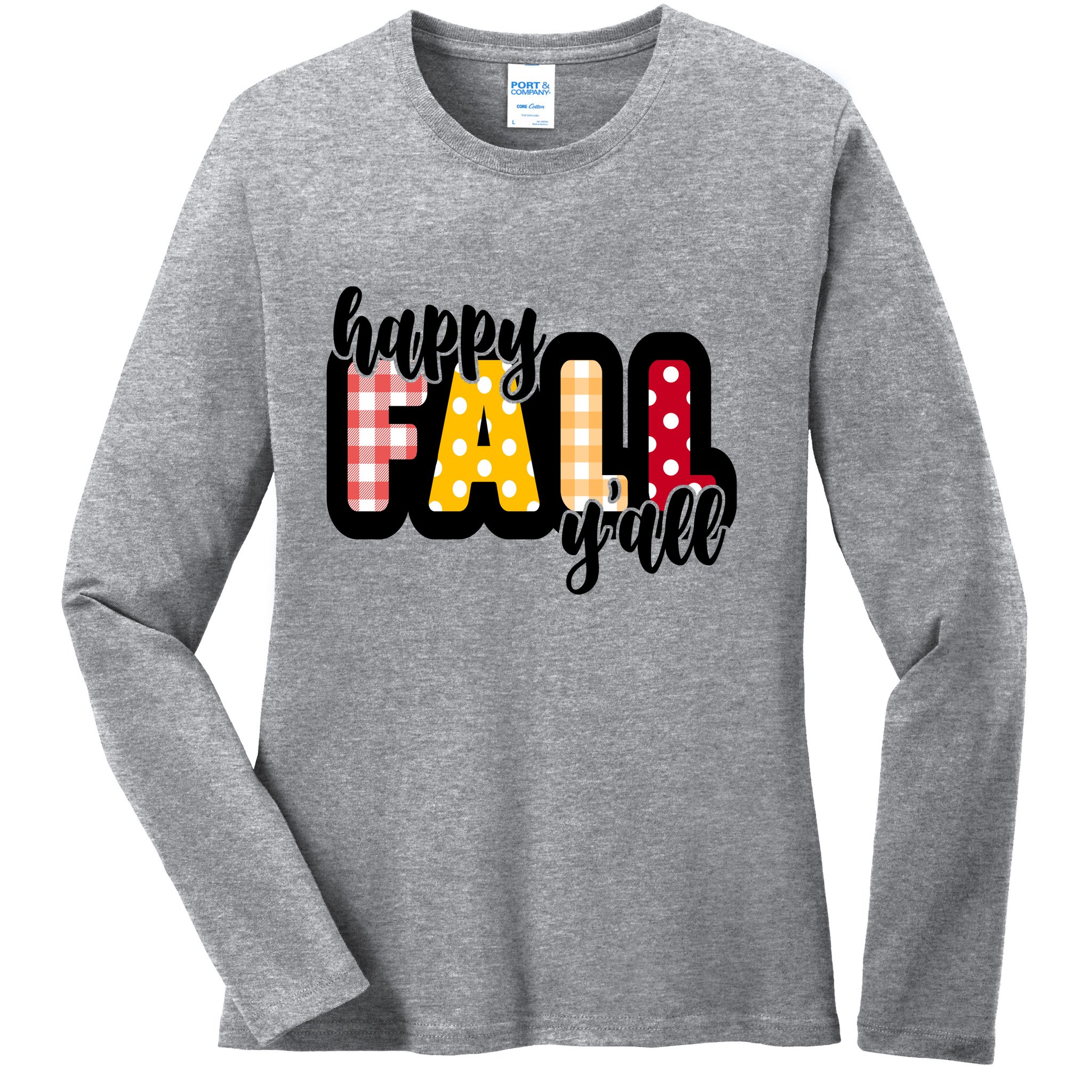 Happy Fall Yall Cozy Ladies Long Sleeve Shirt