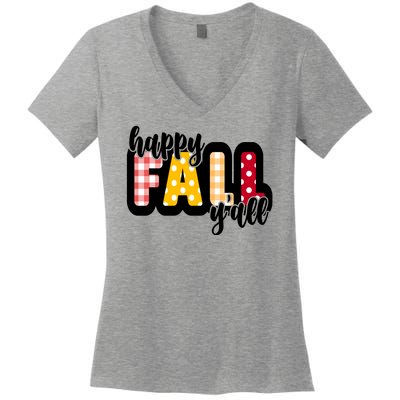 Happy Fall Yall Cozy Women's V-Neck T-Shirt