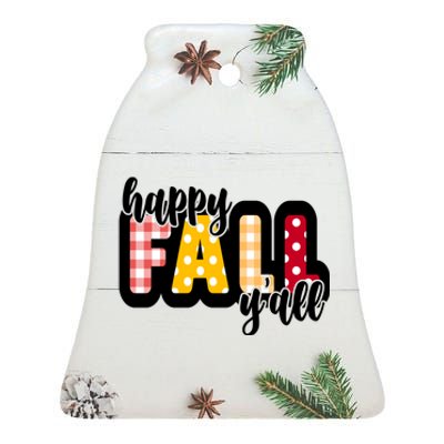 Happy Fall Yall Cozy Ceramic Bell Ornament