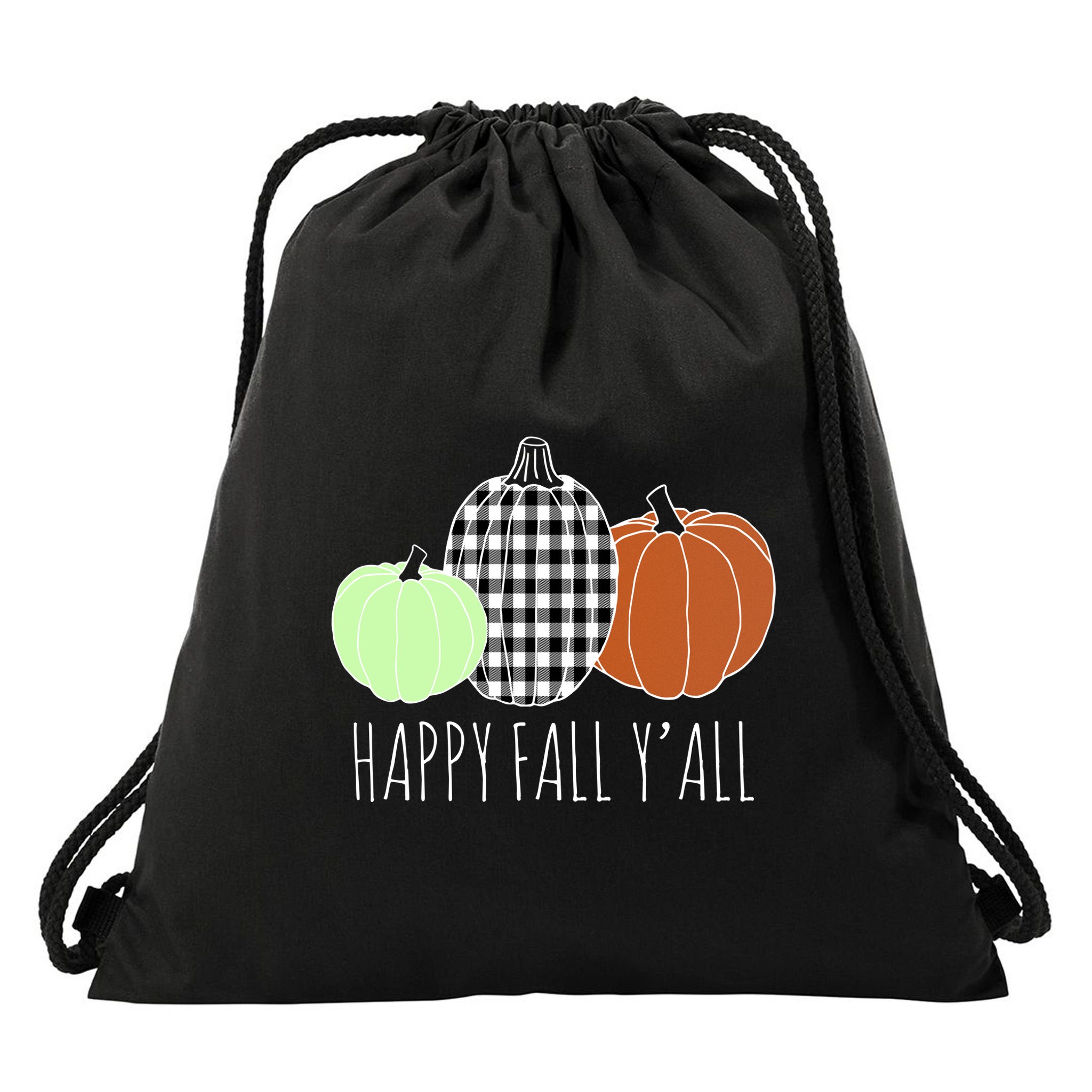 Happy Fall Yall Pumpkin Drawstring Bag