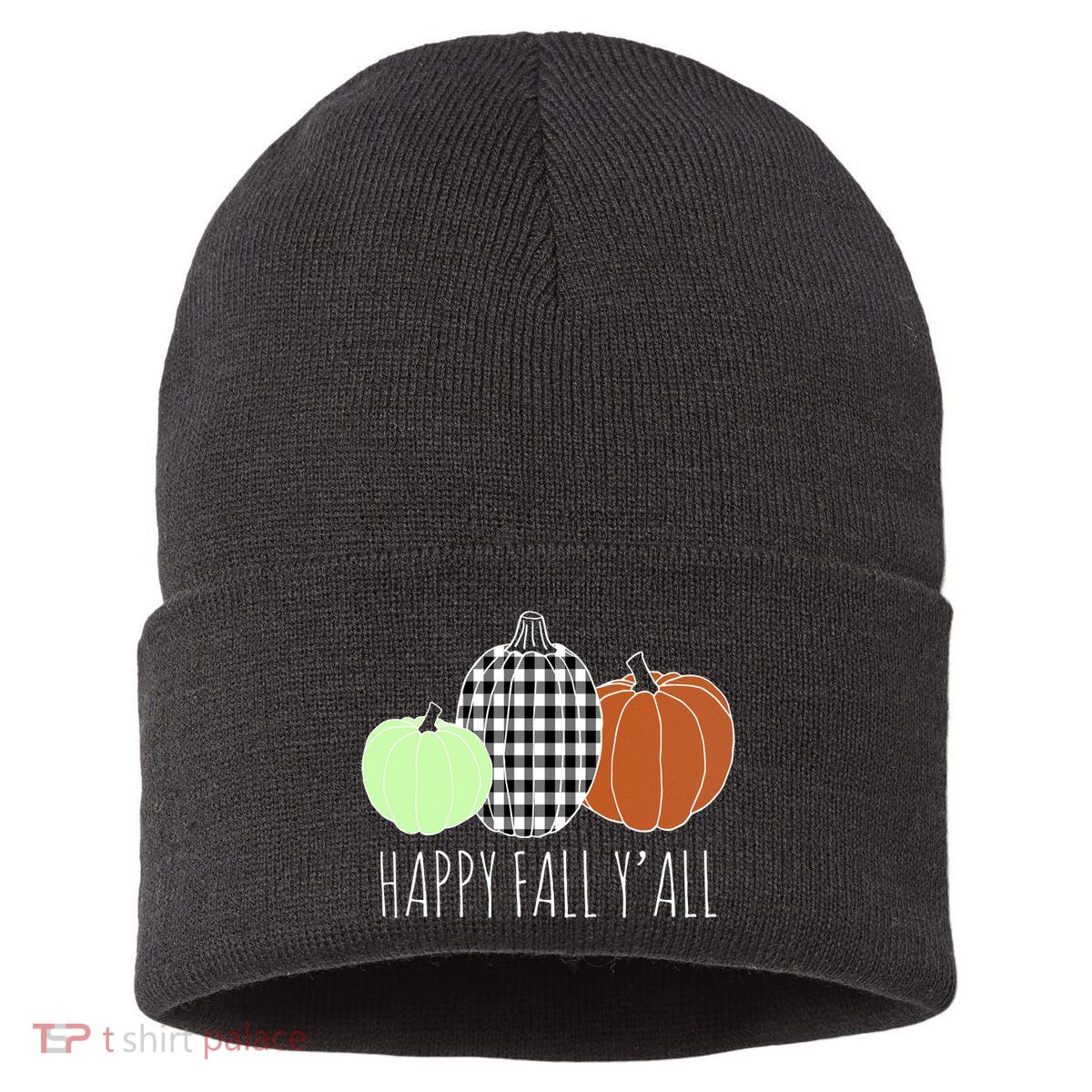 Happy Fall Yall Pumpkin Sustainable Knit Beanie