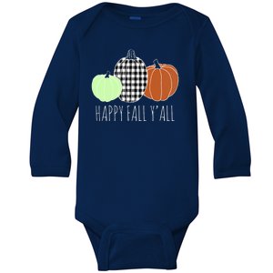 Happy Fall Yall Pumpkin Baby Long Sleeve Bodysuit