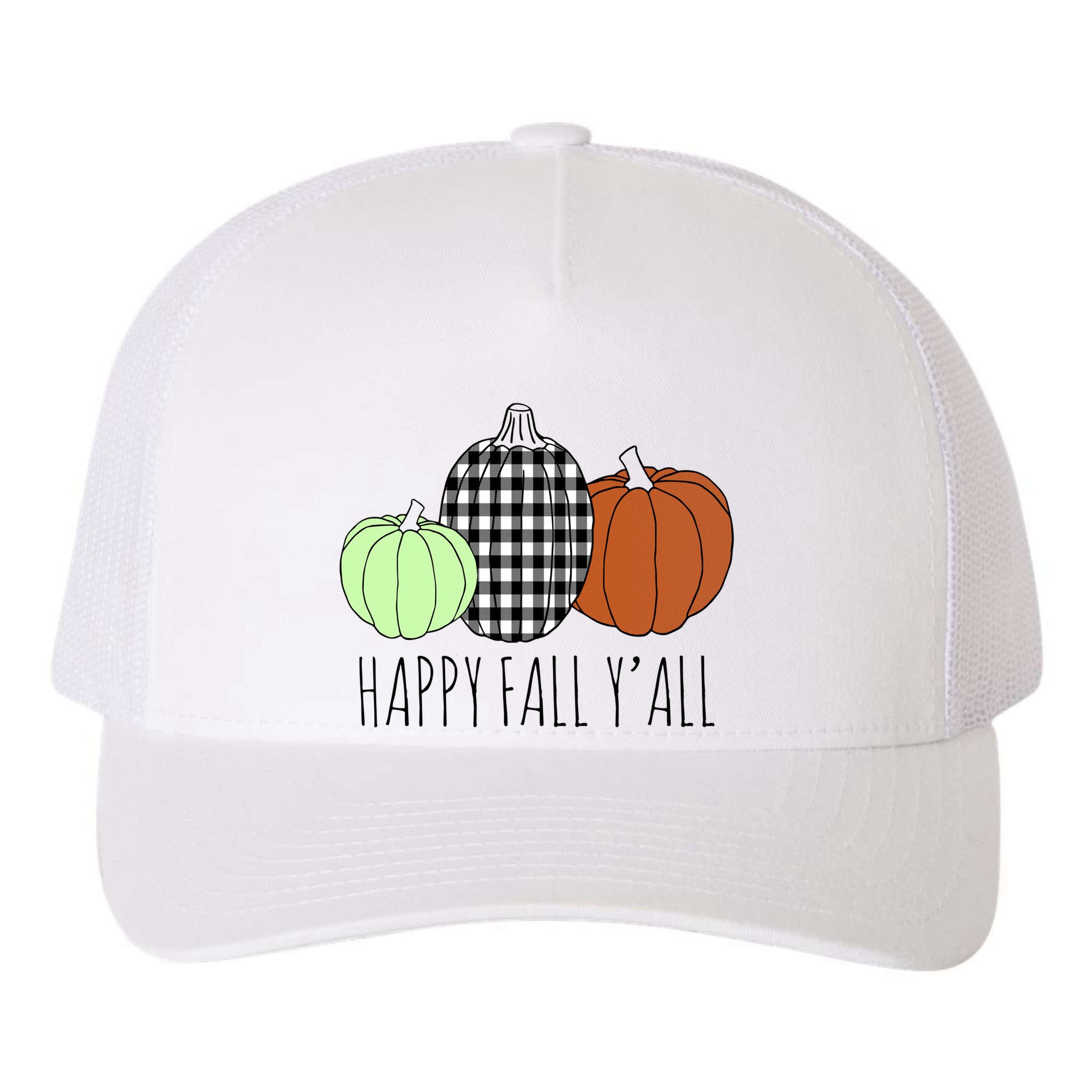 Happy Fall Yall Pumpkin Yupoong Adult 5-Panel Trucker Hat
