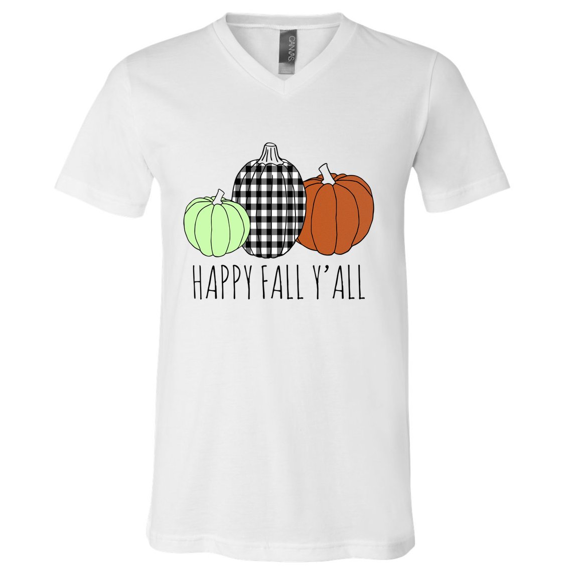 Happy Fall Yall Pumpkin V-Neck T-Shirt