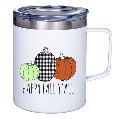 Happy Fall Yall Pumpkin 12oz Stainless Steel Coffee Mug