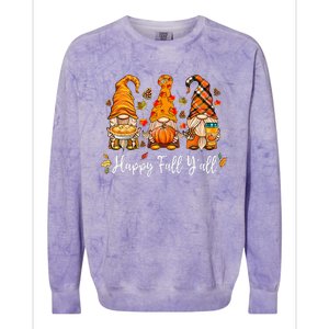 Happy Fall Yall Gnome Pumpkin Truck Autumn Thanksgiving Colorblast Crewneck Sweatshirt