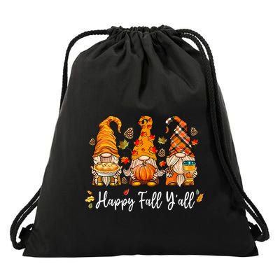 Happy Fall Yall Gnome Pumpkin Truck Autumn Thanksgiving Drawstring Bag