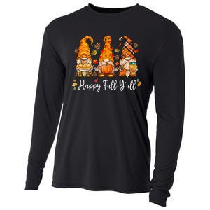 Happy Fall Yall Gnome Pumpkin Truck Autumn Thanksgiving Cooling Performance Long Sleeve Crew