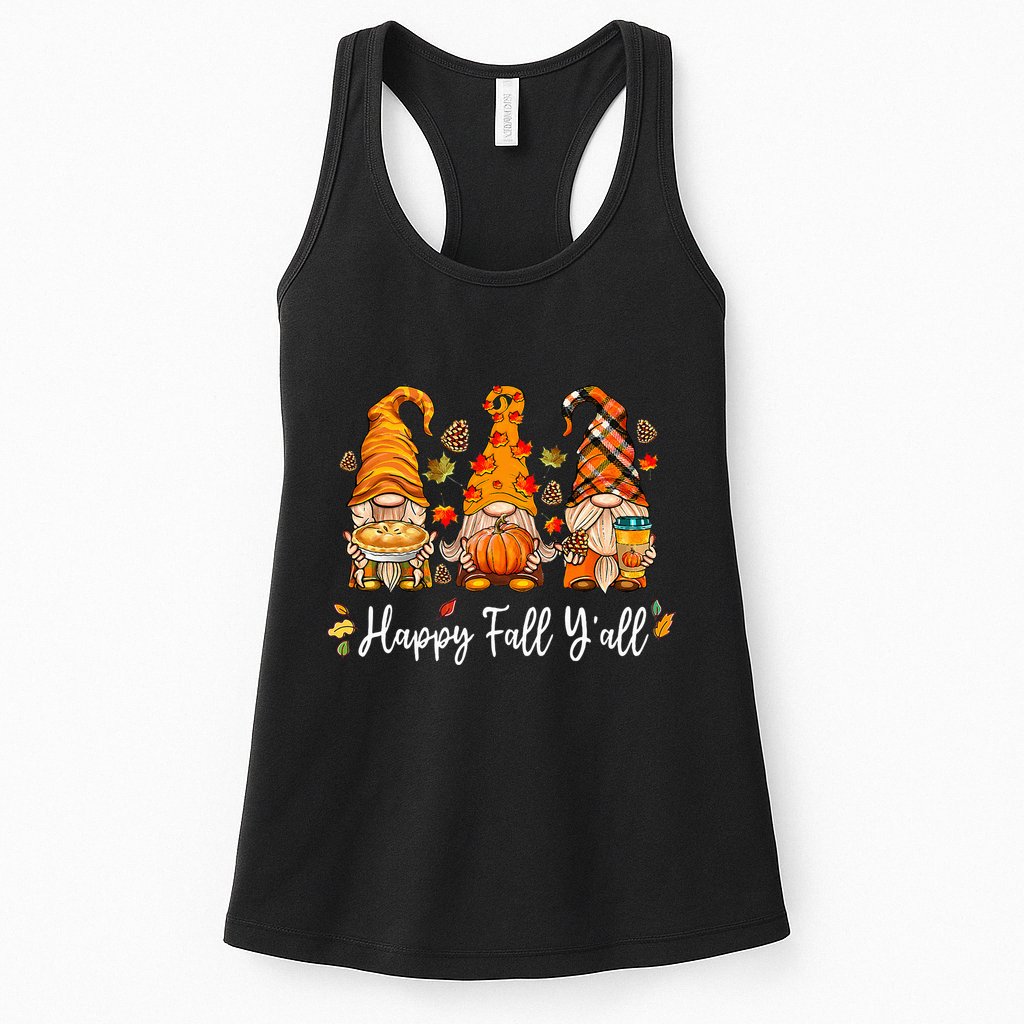 Happy Fall Yall Gnome Pumpkin Truck Autumn Thanksgiving Womens Tank Top