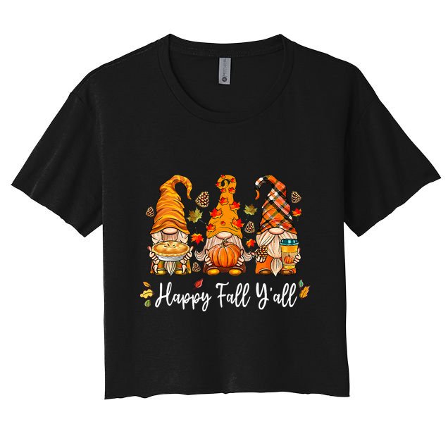 Happy Fall Yall Gnome Pumpkin Truck Autumn Thanksgiving Crop Top