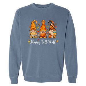 Happy Fall Yall Gnome Pumpkin Truck Autumn Thanksgiving Garment-Dyed Sweatshirt