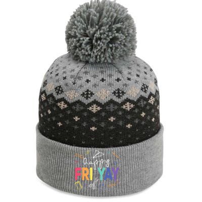 Happy Fri Yay Funny Teacher Friday The Baniff Cuffed Pom Beanie