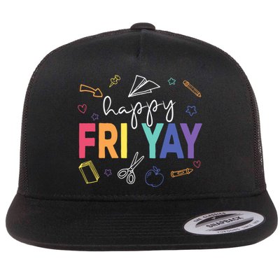 Happy Fri Yay Funny Teacher Friday Flat Bill Trucker Hat