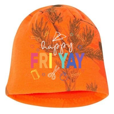 Happy Fri Yay Funny Teacher Friday Kati - Camo Knit Beanie