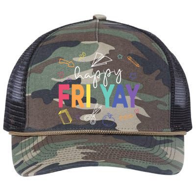 Happy Fri Yay Funny Teacher Friday Retro Rope Trucker Hat Cap