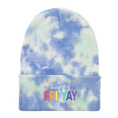 Happy Fri Yay Funny Teacher Friday Tie Dye 12in Knit Beanie