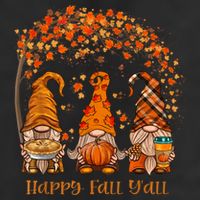 Happy Fall Yall Gnome Autumn Gnomes Pumpkin Spice Season 7 Panel Mesh Trucker Snapback Hat