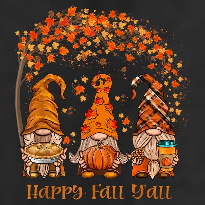 Happy Fall Yall Gnome Autumn Gnomes Pumpkin Spice Season 7 Panel Mesh Trucker Snapback Hat