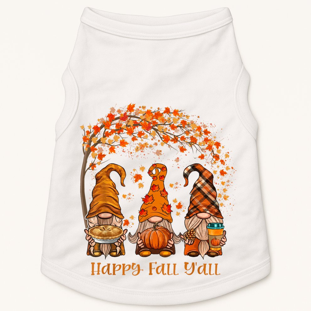 Happy Fall Yall Gnome Autumn Gnomes Pumpkin Spice Season Doggie Tank