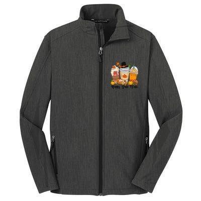 Happy Fall Yall Pumpkin Truck Autumn Thanksgiving Core Soft Shell Jacket