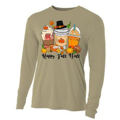 Happy Fall Yall Pumpkin Truck Autumn Thanksgiving Cooling Performance Long Sleeve Crew