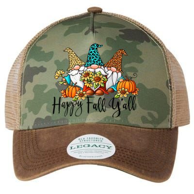 Happy Fall Y'all Gnomes Leopard Pumpkin Autumn Thanksgiving Gift Legacy Tie Dye Trucker Hat