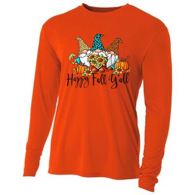 Happy Fall Y'all Gnomes Leopard Pumpkin Autumn Thanksgiving Gift Cooling Performance Long Sleeve Crew