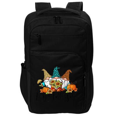 Happy Fall Y'all Gnomes Leopard Pumpkin Autumn Thanksgiving Gift Impact Tech Backpack