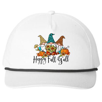 Happy Fall Y'all Gnomes Leopard Pumpkin Autumn Thanksgiving Gift Snapback Five-Panel Rope Hat